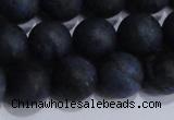 CDU205 15.5 inches 14mm round matte blue dumortierite beads