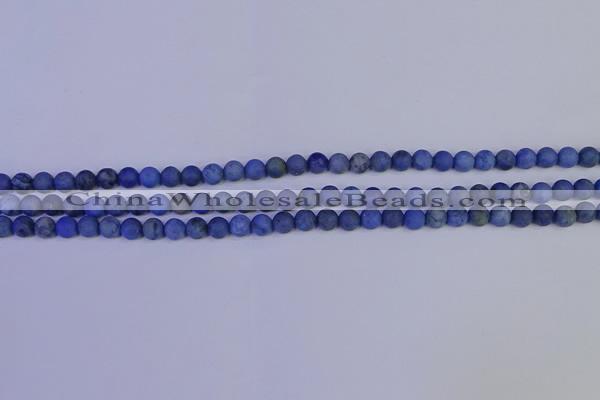 CDU300 15.5 inches 4mm round matte blue dumortierite beads