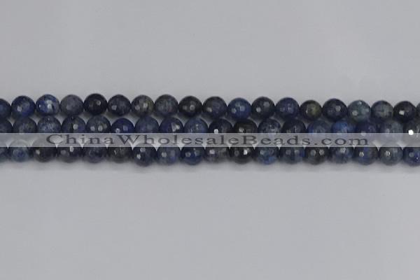 CDU317 15.5 inches 8mm faceted round blue dumortierite beads