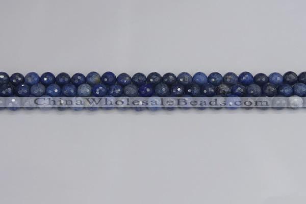 CDU323 15.5 inches 6mm faceted round blue dumortierite beads