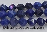 CDU336 15.5 inches 6mm faceted nuggets blue dumortierite beads