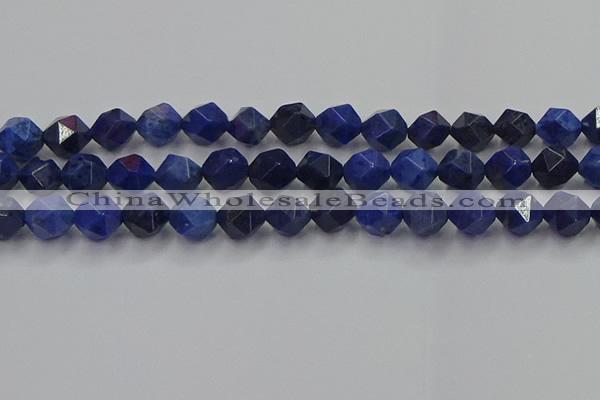 CDU339 15.5 inches 12mm faceted nuggets blue dumortierite beads