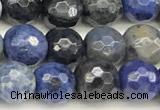 CDU385 15 inches 6mm faceted round dumortierite beads