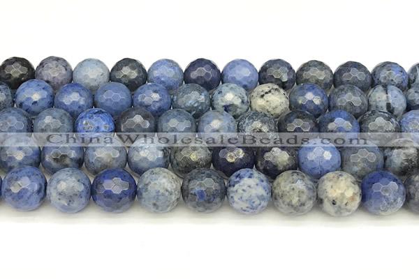 CDU388 15 inches 12mm faceted round dumortierite beads