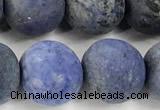 CDU394 15 inches 12mm round matte dumortierite beads