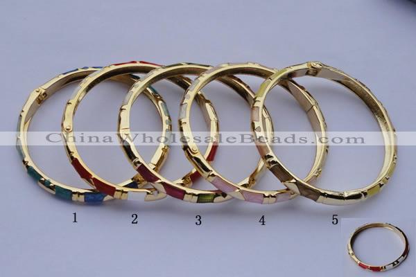 CEB01 5pcs 5.5mm width gold plated alloy with enamel bangles wholesale