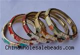 CEB08 5pcs 10mm width gold plated alloy with rhinestone & enamel bangles