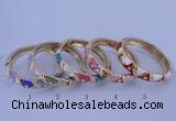 CEB34 5pcs 12mm width gold plated alloy with enamel rhinestone & bangles