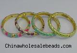 CEB54 7mm width gold plated alloy with enamel bangles wholesale