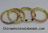 CEB55 7mm width gold plated alloy with enamel bangles wholesale