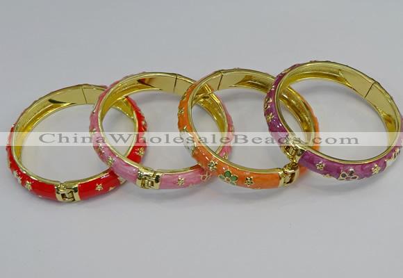 CEB58 9mm width gold plated alloy with enamel bangles wholesale