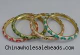 CEB74 6mm width gold plated alloy with enamel bangles wholesale