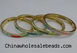 CEB88 7mm width gold plated alloy with enamel bangles wholesale