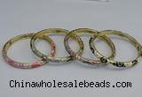 CEB96 6mm width gold plated alloy with enamel bangles wholesale