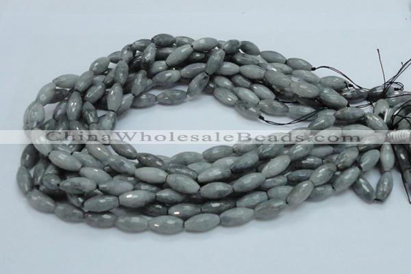 CEE27 15.5 inches 8*16mm faceted rice eagle eye jasper beads