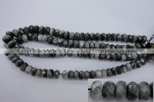 CEE69 15.5 inches 8*12mm faceted rondelle eagle eye jasper beads
