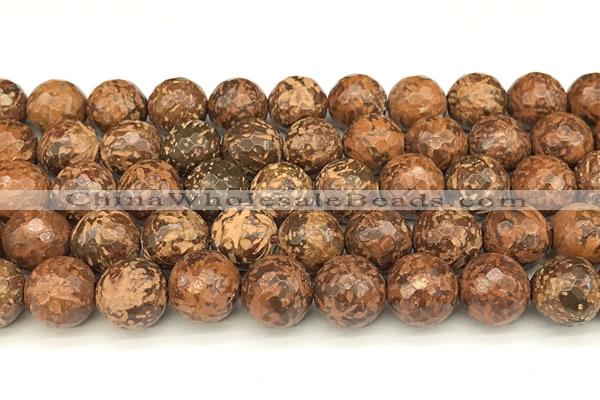 CEJ313 15 inches 12mm faceted round elephant skin jasper beads