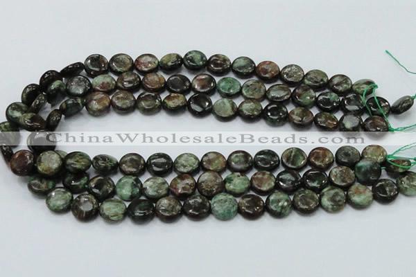 CEM03 15.5 inches 12mm flat round emerald gemstone beads wholesale