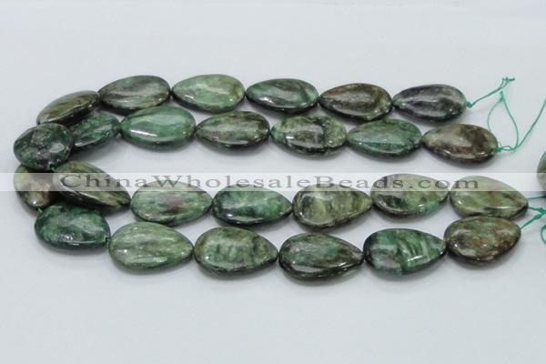 CEM09 15.5 inches 23*30mm flat teardrop emerald gemstone beads