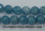 CEQ15 15.5 inches 10mm faceted round blue sponge quartz beads