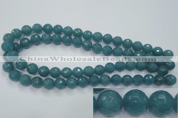 CEQ16 15.5 inches 12mm faceted round blue sponge quartz beads