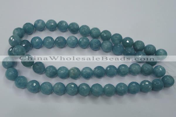 CEQ17 15.5 inches 14mm faceted round blue sponge quartz beads