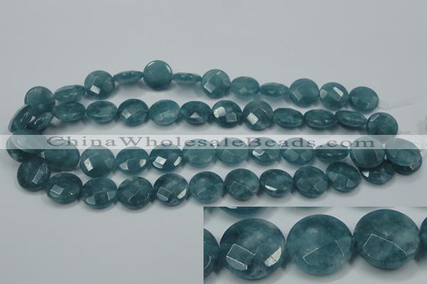CEQ184 15.5 inches 16mm faceted coin blue sponge quartz beads