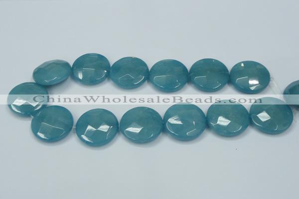 CEQ188 15.5 inches 30mm faceted coin blue sponge quartz beads