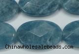 CEQ196 15.5 inches 20*30mm faceted oval blue sponge quartz beads
