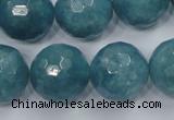 CEQ20 15.5 inches 20mm faceted round blue sponge quartz beads