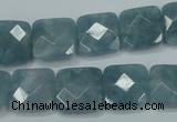 CEQ223 15.5 inches 14*14mm faceted square blue sponge quartz beads