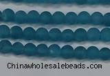 CEQ265 15.5 inches 4mm round matte blue sponge quartz beads