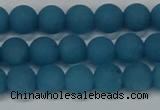 CEQ266 15.5 inches 6mm round matte blue sponge quartz beads