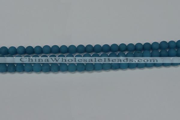 CEQ266 15.5 inches 6mm round matte blue sponge quartz beads