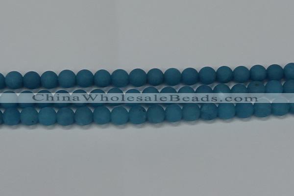 CEQ268 15.5 inches 10mm round matte blue sponge quartz beads