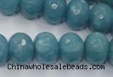 CEQ37 15.5 inches 12*16mm faceted rondelle blue sponge quartz beads