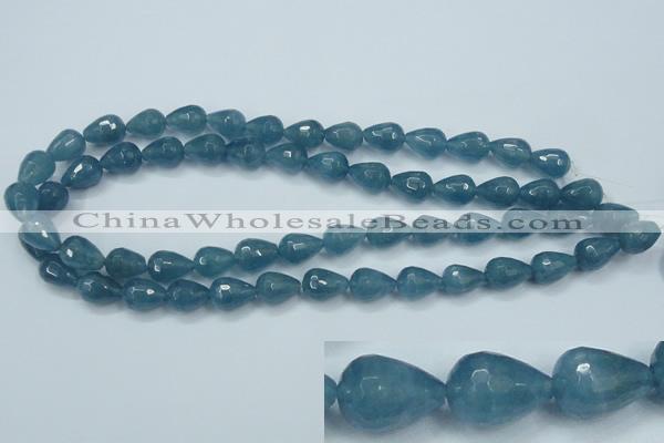 CEQ51 15.5 inches 10*14mm faceted teardrop blue sponge quartz beads