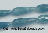 CEQ55 15.5 inches 10*30mm faceted teardrop blue sponge quartz beads