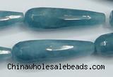 CEQ56 15.5 inches 12*40mm faceted teardrop blue sponge quartz beads