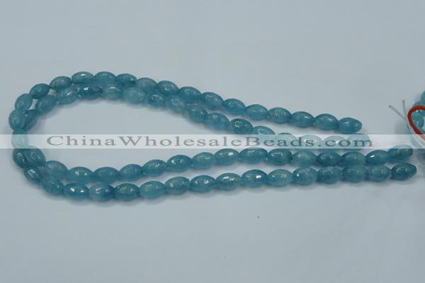 CEQ71 15.5 inches 8*12mm faceted rice blue sponge quartz beads