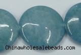 CEQ99 15.5 inches 30mm flat round blue sponge quartz beads