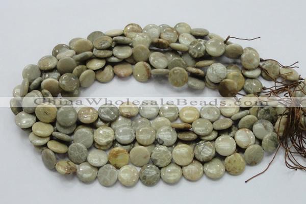 CFA07 15.5 inches 15mm flat round chrysanthemum agate gemstone beads