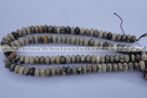 CFA211 15.5 inches 6*12mm faceted rondelle chrysanthemum agate beads