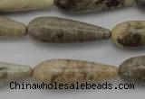 CFA232 15.5 inches 10*30mm teardrop chrysanthemum agate beads