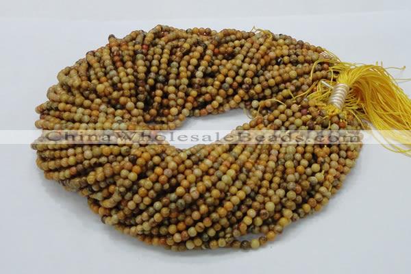 CFA30 15.5 inches 4mm round yellow chrysanthemum agate beads