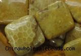 CFA39 15.5 inches 25*25mm square yellow chrysanthemum agate beads