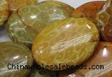 CFA50 15.5 inches 30*40mm oval yellow chrysanthemum agate beads