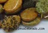 CFA57 18*25mm twisted & flat teardrop yellow chrysanthemum agate beads