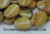 CFA59 15.5 inches 15*20mm twisted oval yellow chrysanthemum agate beads