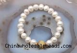CFB1025 9mm - 10mm potato white freshwater pearl & golden tiger eye stretchy bracelet